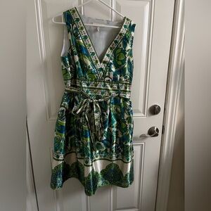 Point Zero Green and Blue Floral Midi Dress